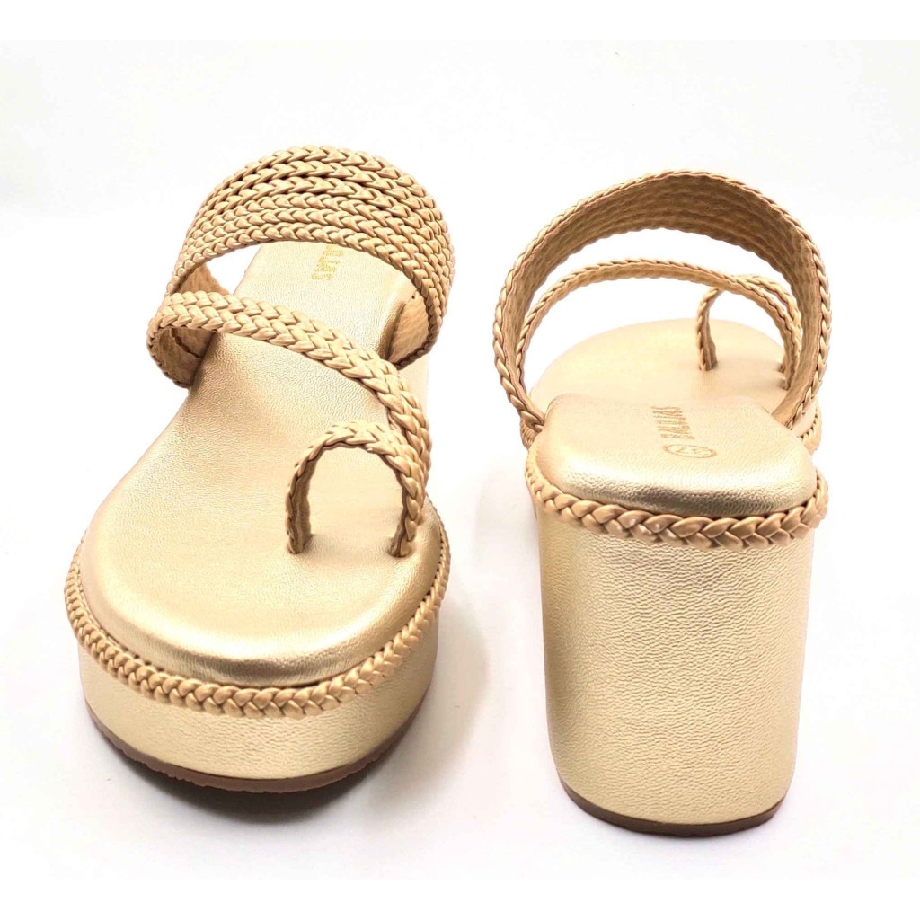1115 Balujas Gold Wedge Heel Ladies Chappal