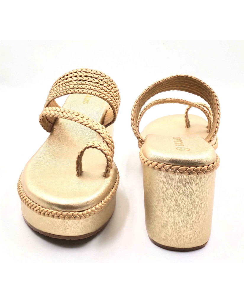 1115 Balujas Gold Wedge Heel Ladies Chappal
