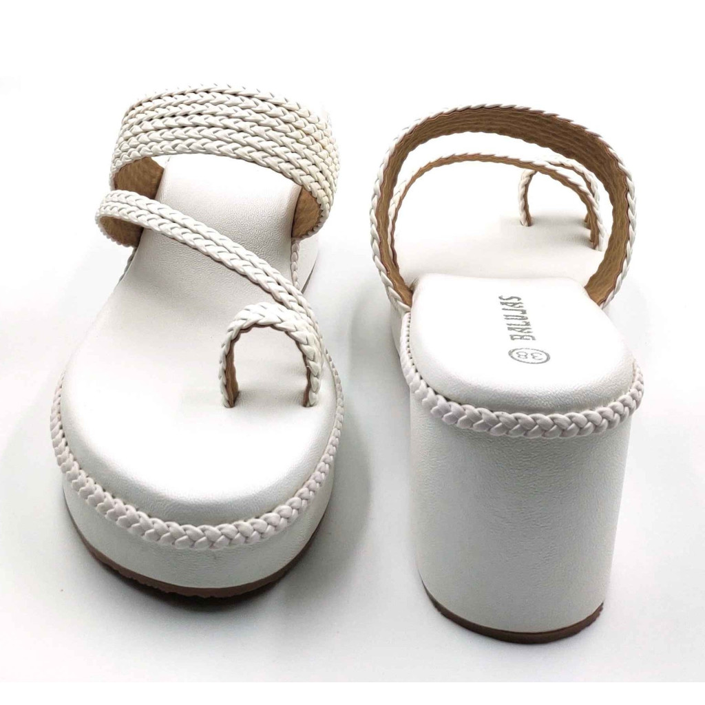 1115 Balujas White Wedge Heel Ladies Chappal