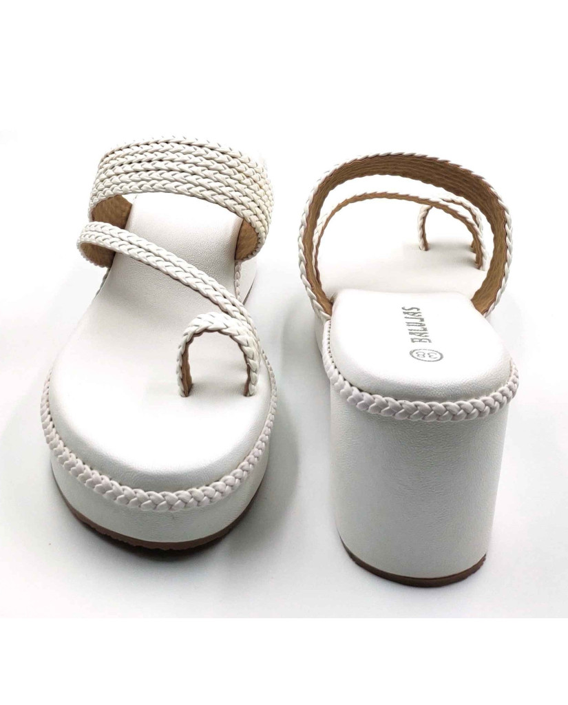 1115 Balujas White Wedge Heel Ladies Chappal