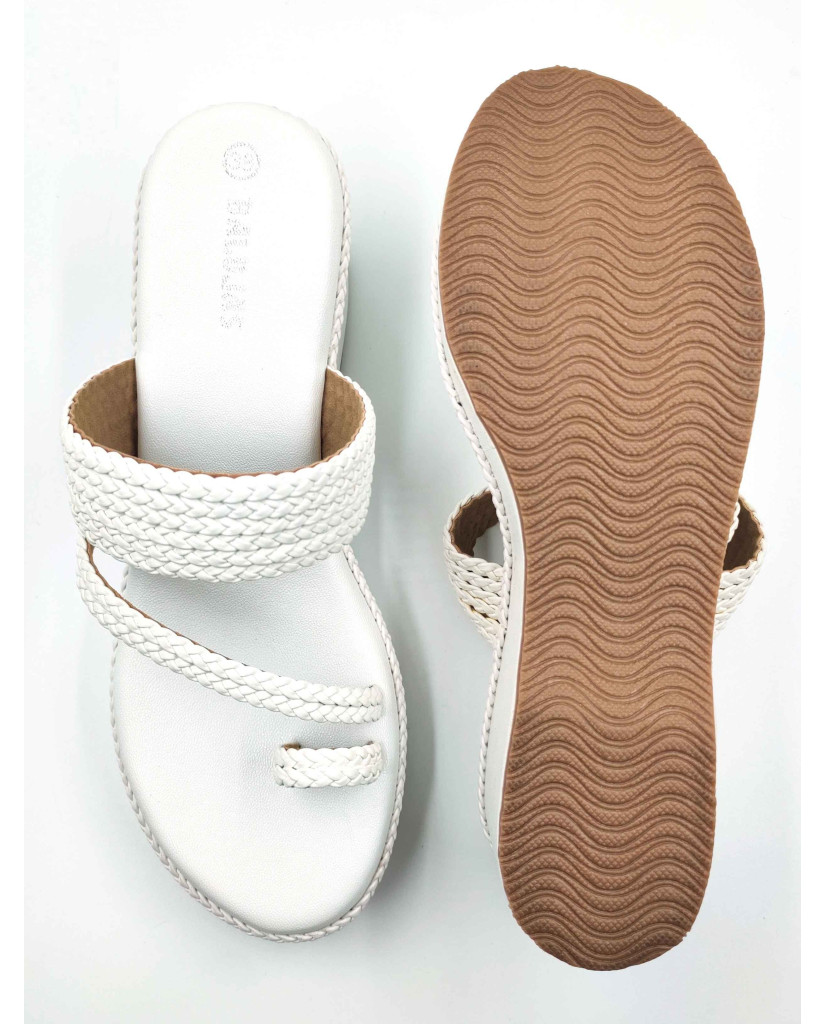 1115 Balujas White Wedge Heel Ladies Chappal