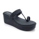 1117 Balujas Women Black Wedge Heel Kolhapuri Chappal