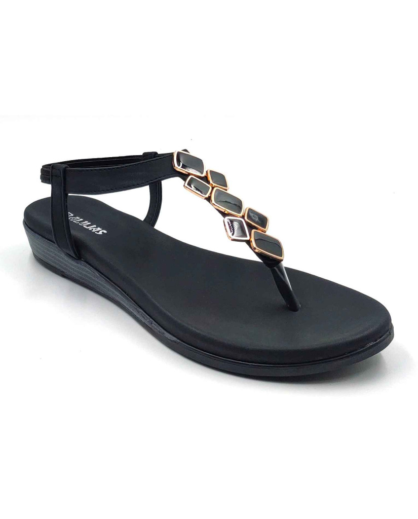 11708: Balujas Wedge heel Black Ladies Sandals