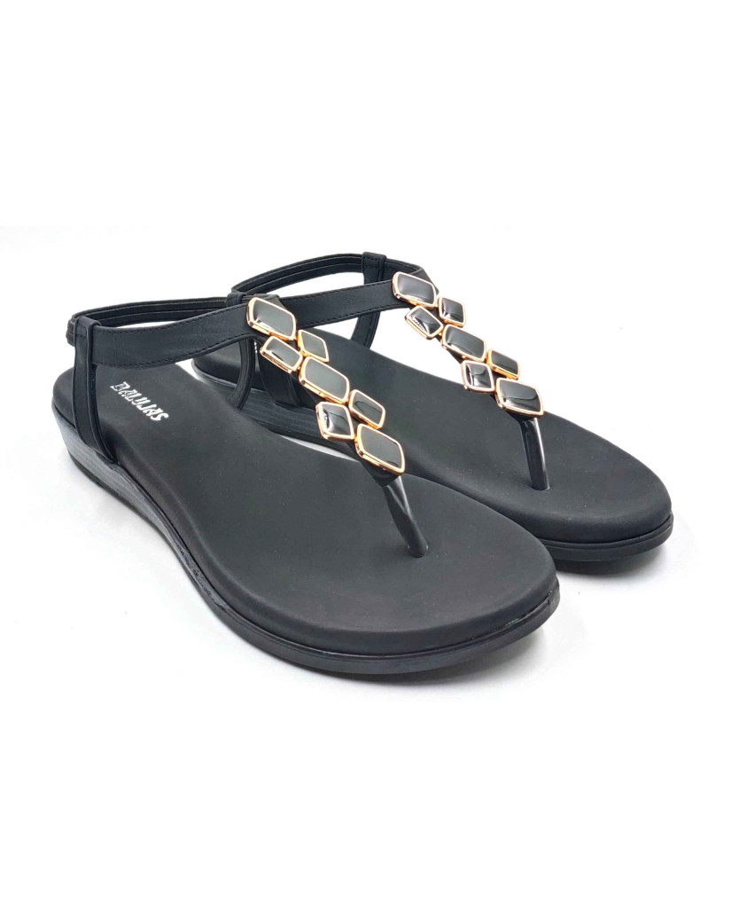 11708: Balujas Wedge heel Black Ladies Sandals