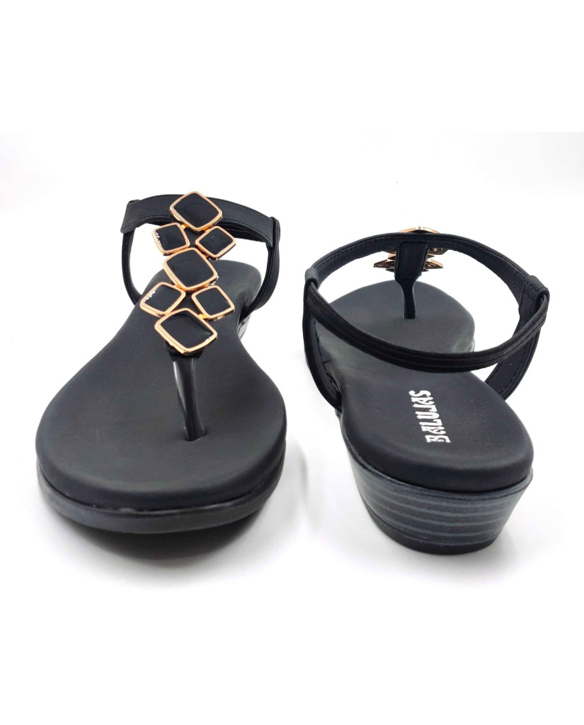 11708: Balujas Wedge heel Black Ladies Sandals