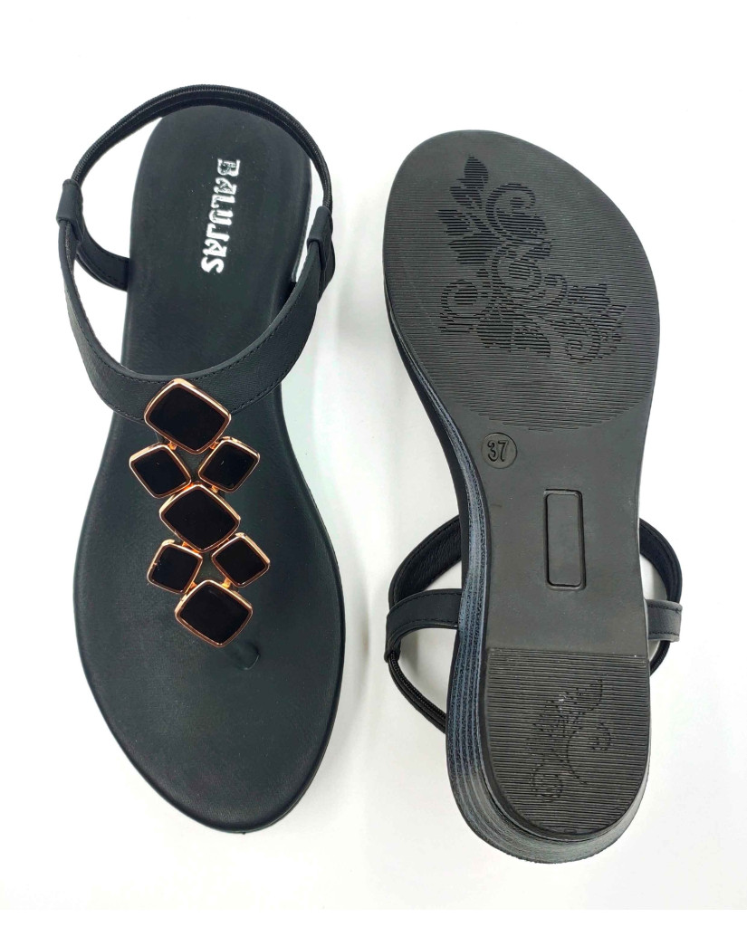 11708: Balujas Wedge heel Black Ladies Sandals