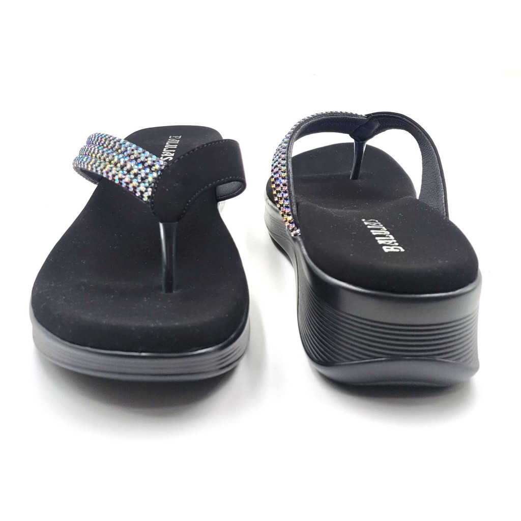 11953: Balujas Black Wedge Heel Embellishment Slippers