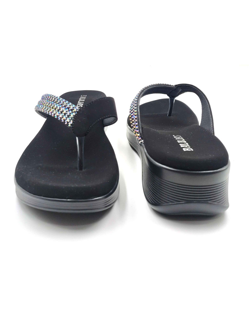11953: Balujas Black Wedge Heel Embellishment Slippers