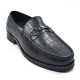 702-CROCO-03 Balujas Man's Black Textured Moccasin