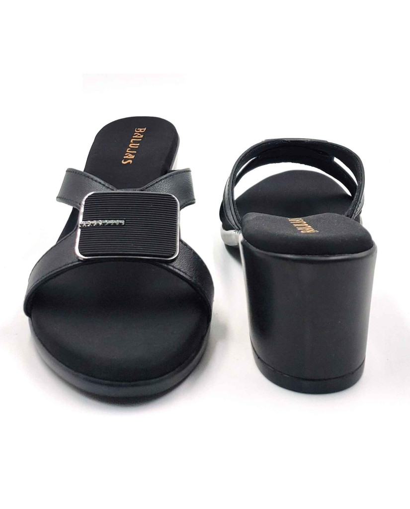 9118: Balujas Black Block Heel Slipper