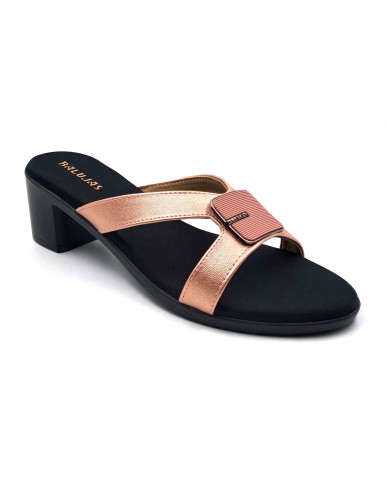 9118: Balujas Peach Block Heel Slipper