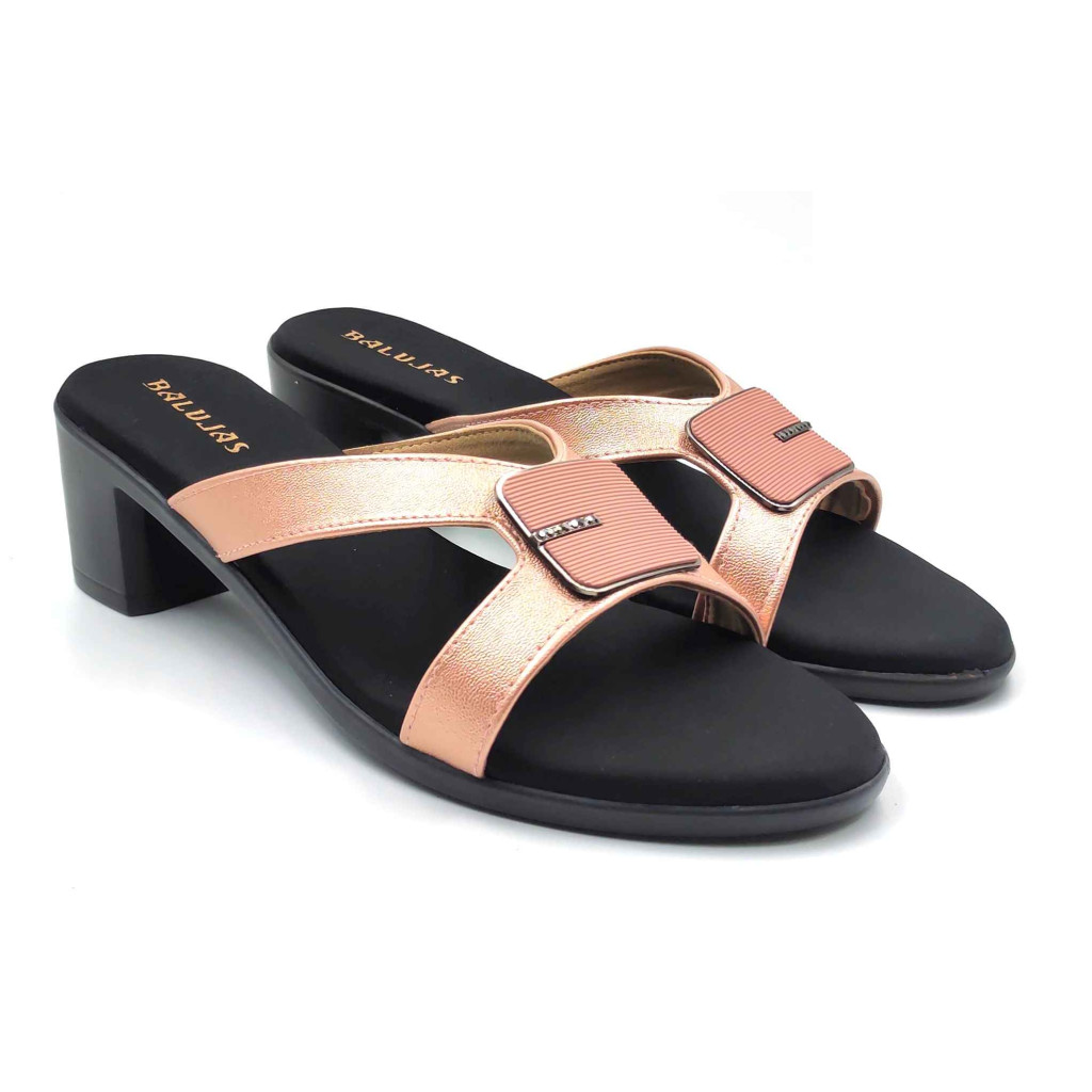 9118: Balujas Peach Block Heel Slipper