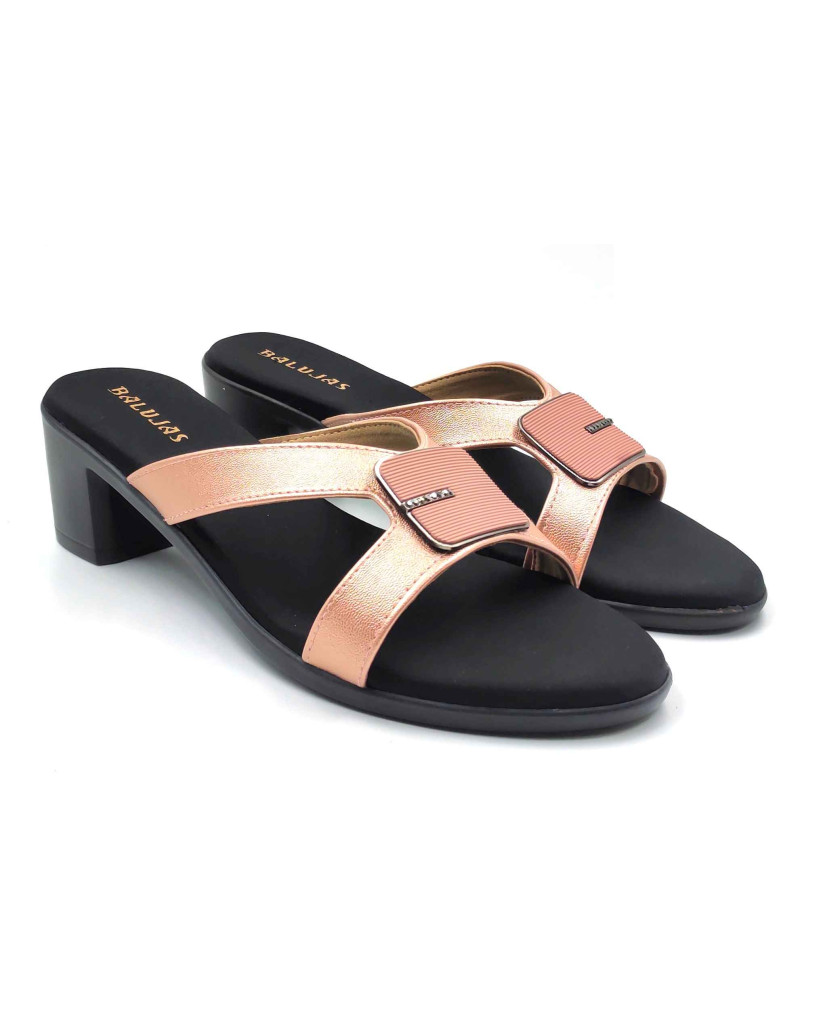 9118: Balujas Peach Block Heel Slipper