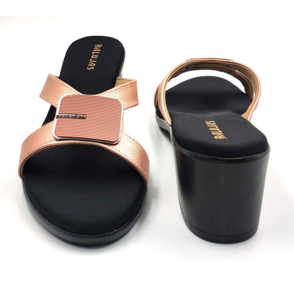9118: Balujas Peach Block Heel Slipper