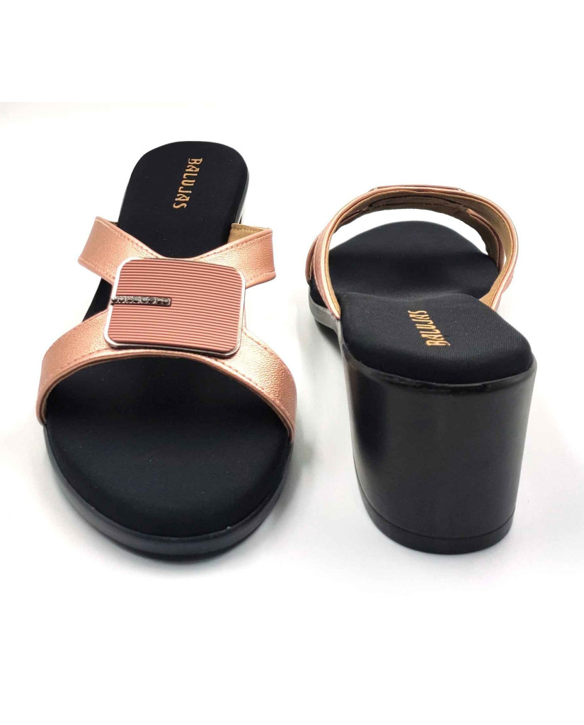 9118: Balujas Peach Block Heel Slipper