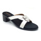9118: Balujas White Block Heel Slipper