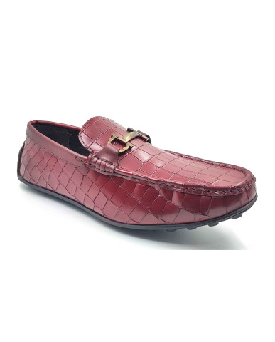 9209-CROCO Balujas Man's Bordo Textured Moccasin