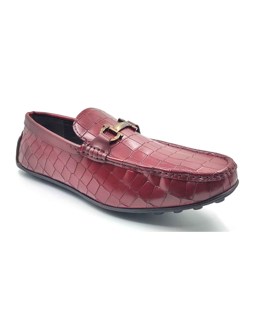 9209-CROCO Balujas Man's Bordo Textured Moccasin