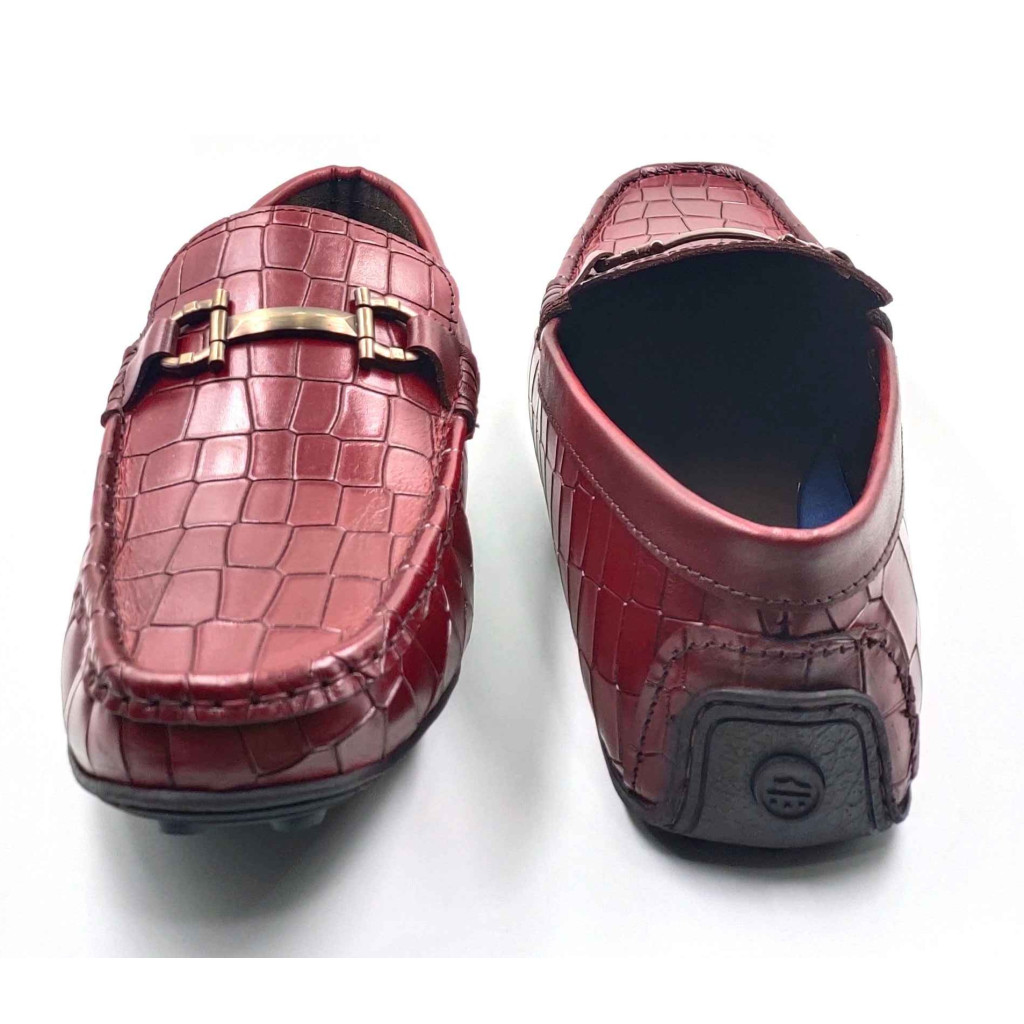 9209-CROCO Balujas Man's Bordo Textured Moccasin