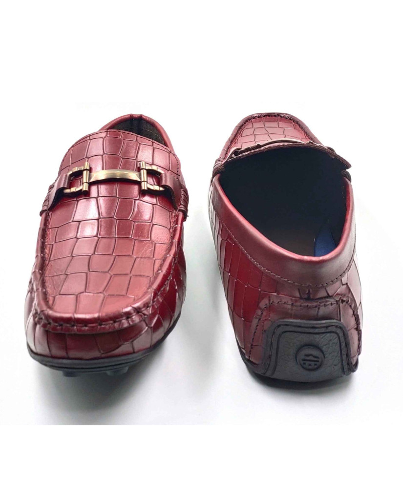 9209-CROCO Balujas Man's Bordo Textured Moccasin