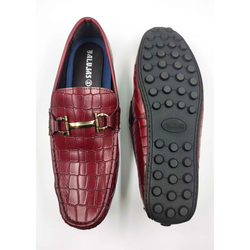 9209-CROCO Balujas Man's Bordo Textured Moccasin