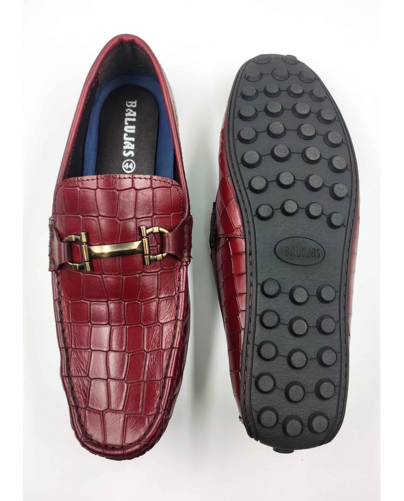 9209-CROCO Balujas Man's Bordo Textured Moccasin