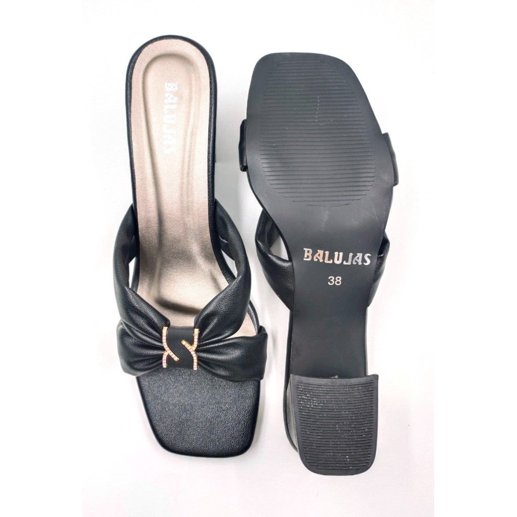 07238: Balujas Women's Black Block Heel Sandal