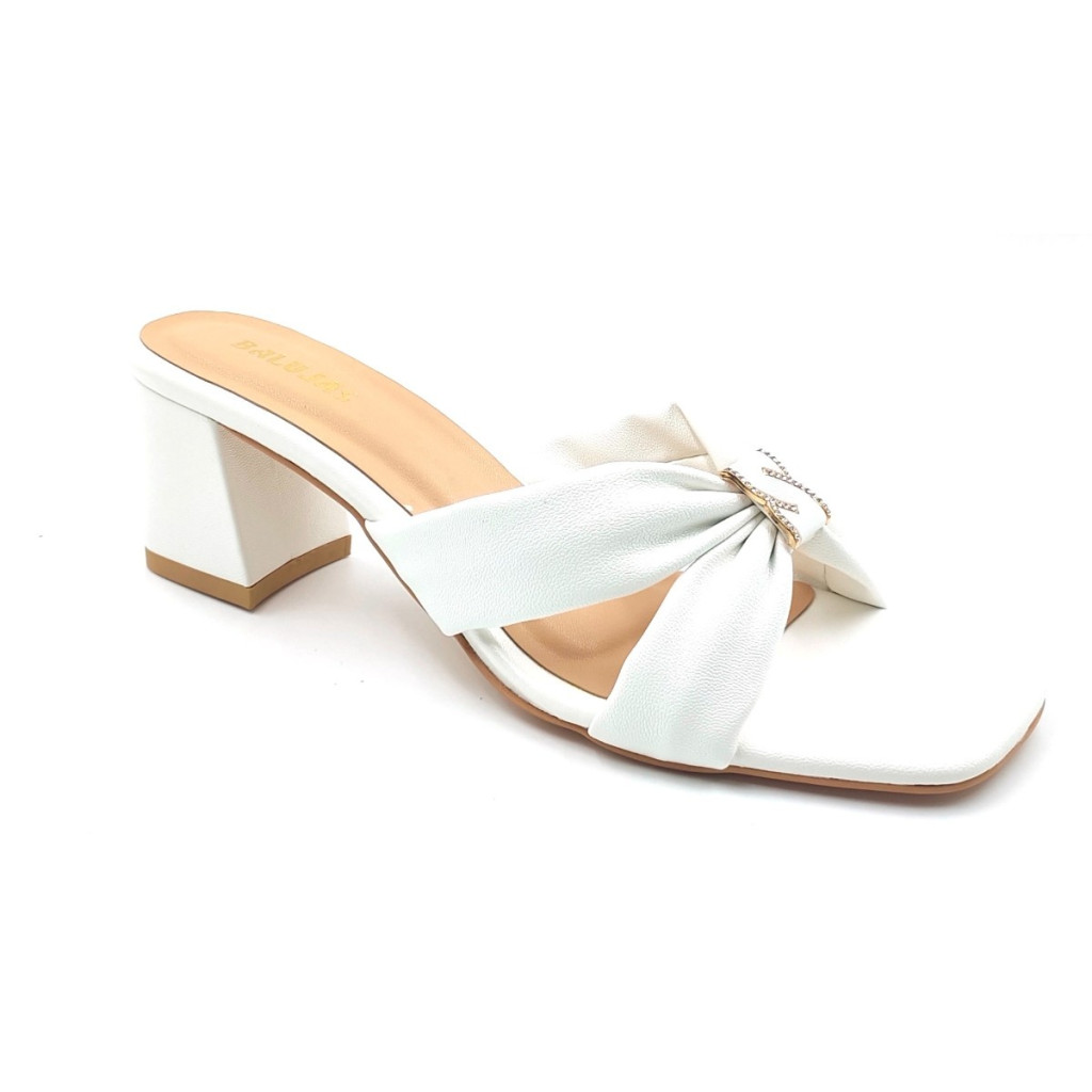 07238: Balujas Women's White Block Heel Sandal