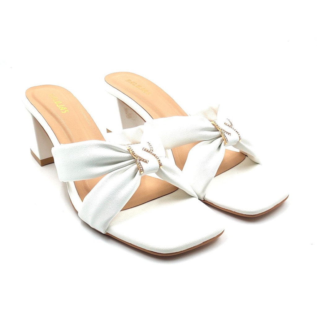 07238: Balujas Women's White Block Heel Sandal