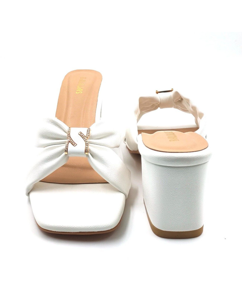 07238: Balujas Women's White Block Heel Sandal