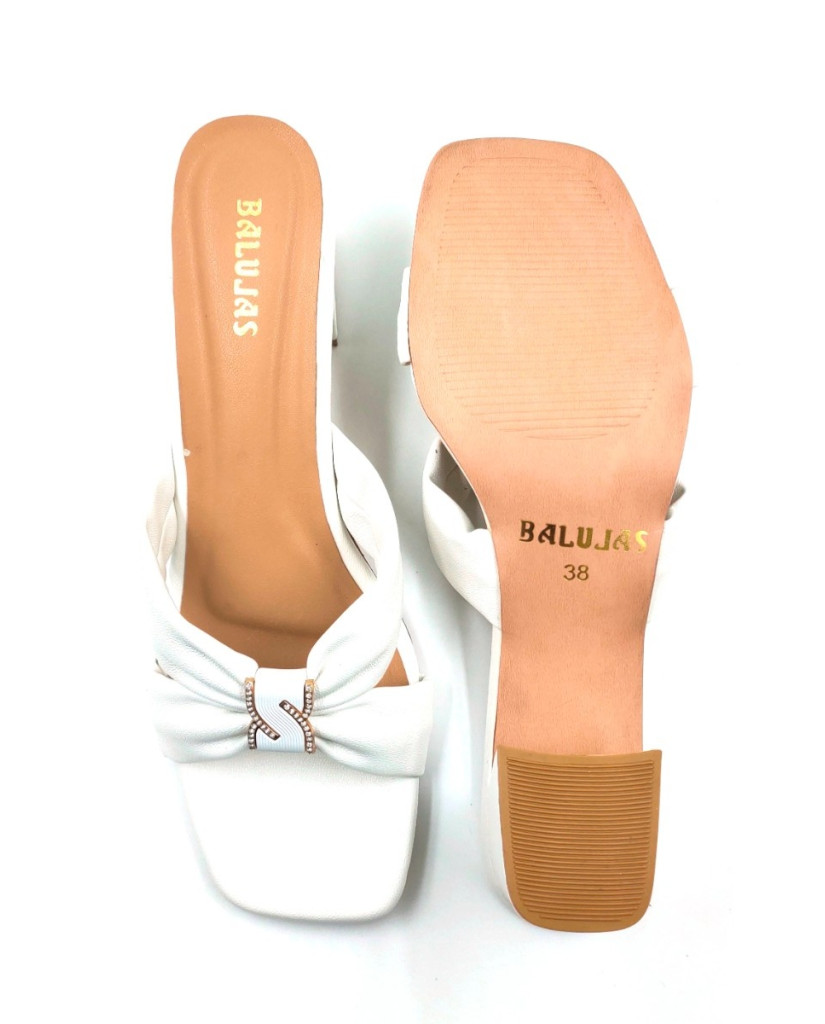 07238: Balujas Women's White Block Heel Sandal