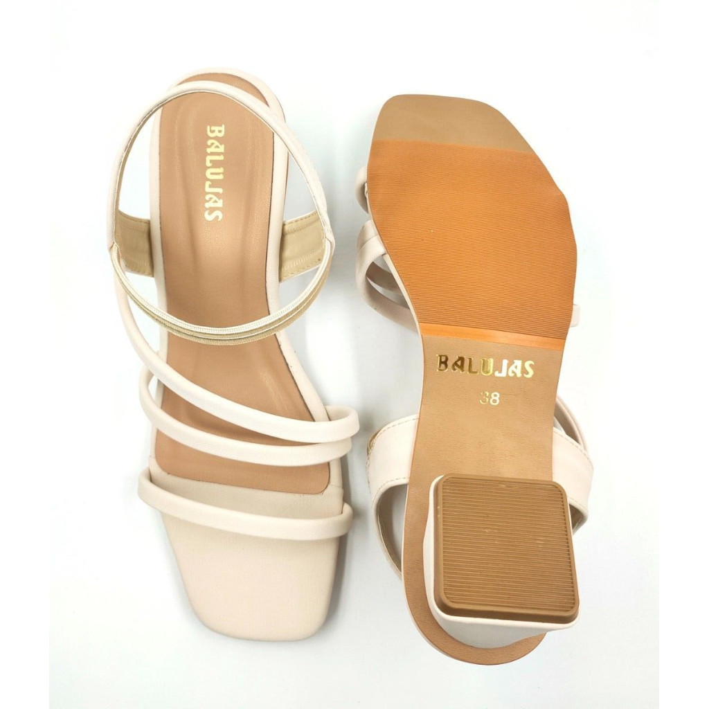 07246 : Balujas Ladies Beige Block Heel Sandal