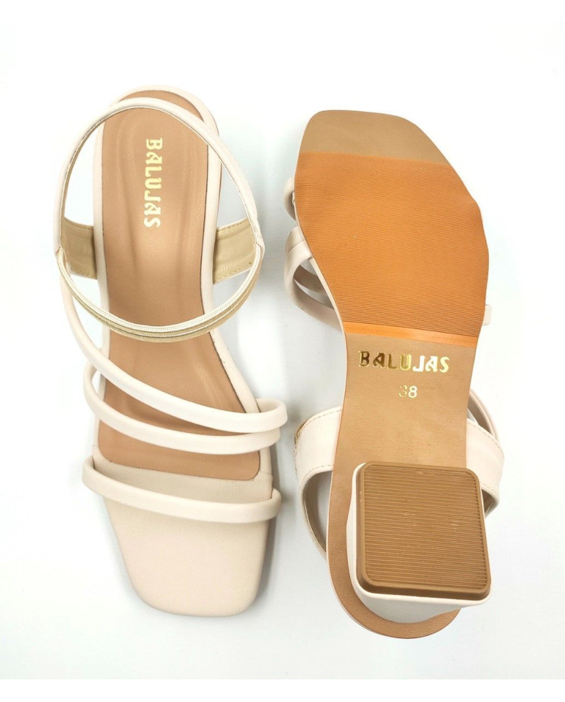 07246 : Balujas Ladies Beige Block Heel Sandal