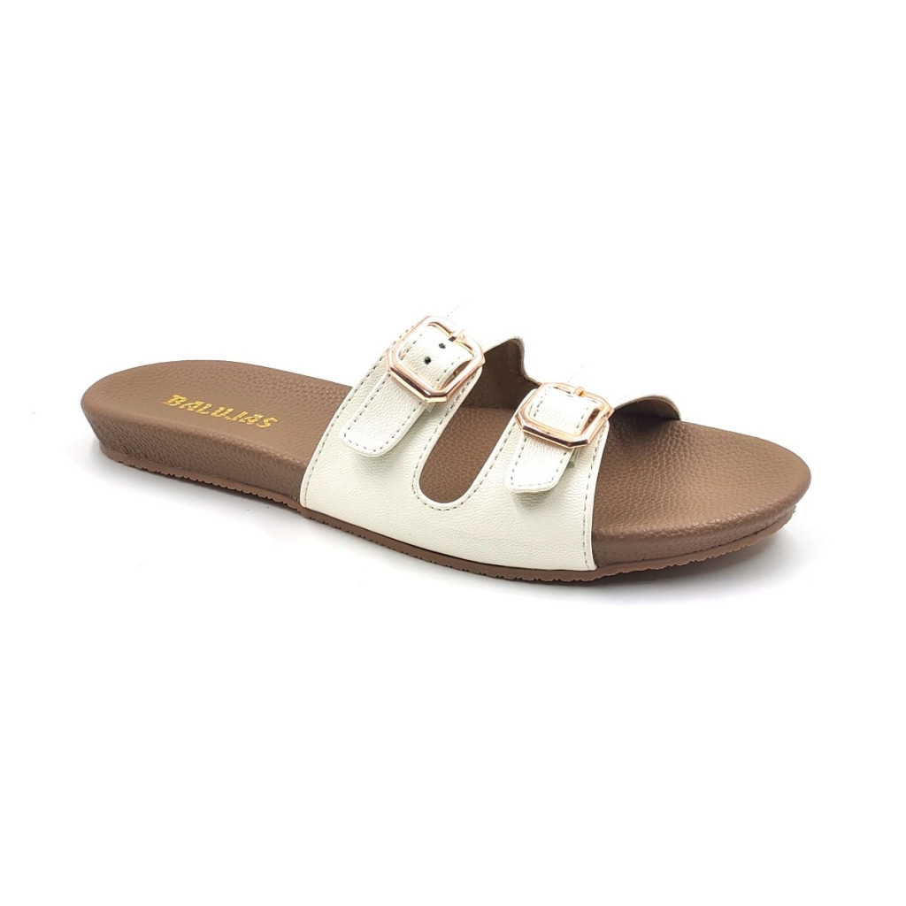 10-269: Balujas White Flat Slipper