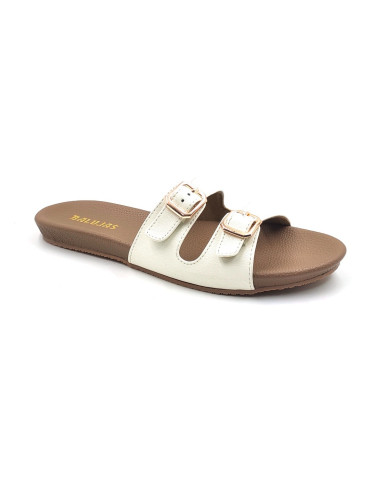 10-269: Balujas White Flat Slipper