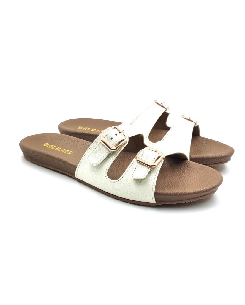 10-269: Balujas White Flat Slipper