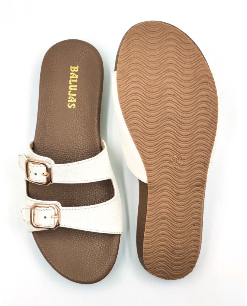 10-269: Balujas White Flat Slipper