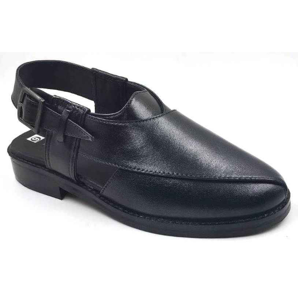 1082 : Balujas Black Leather Peshawari