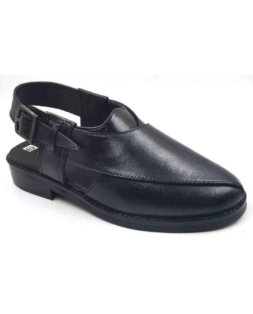 1082 : Balujas Black Leather Peshawari