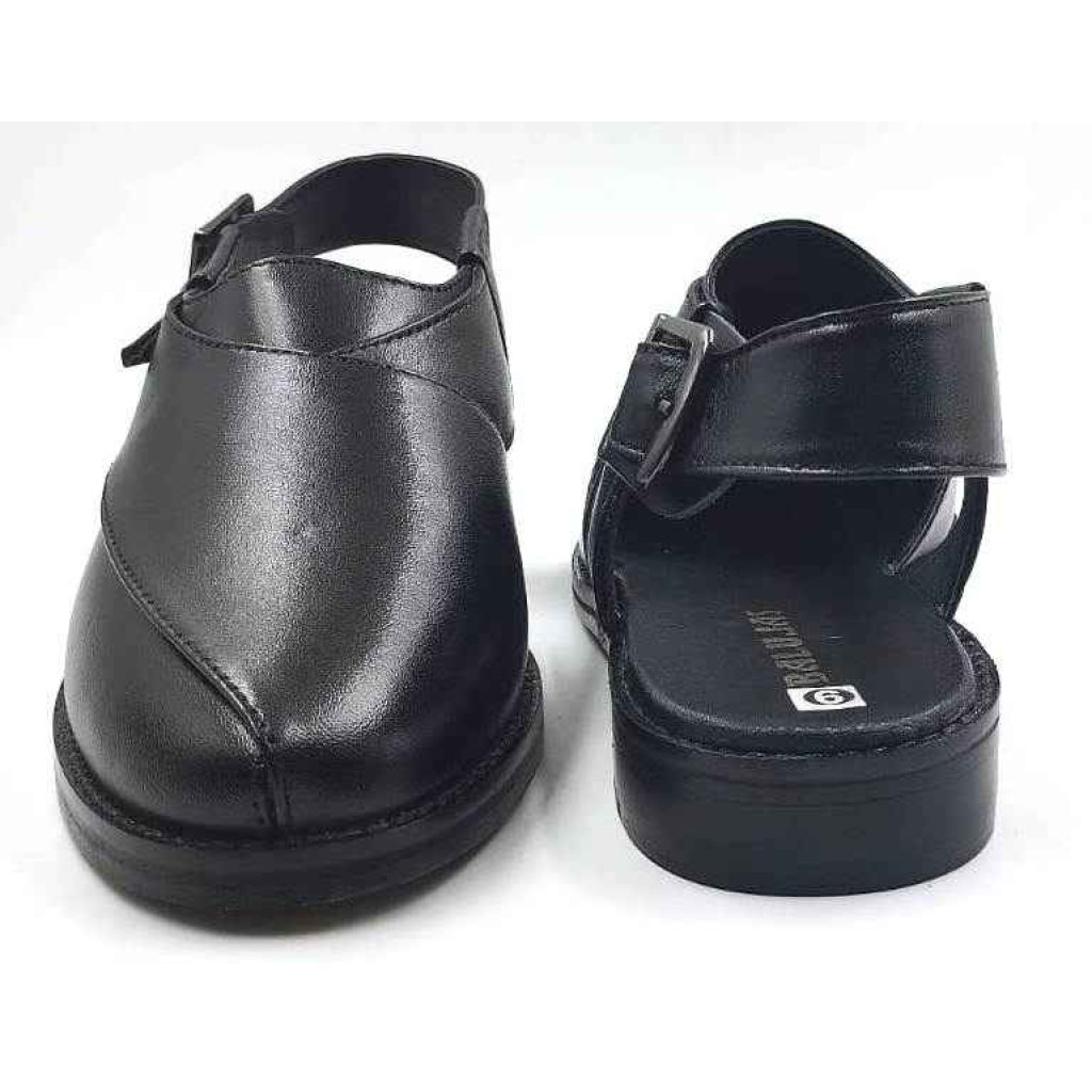 1082 : Balujas Black Leather Peshawari