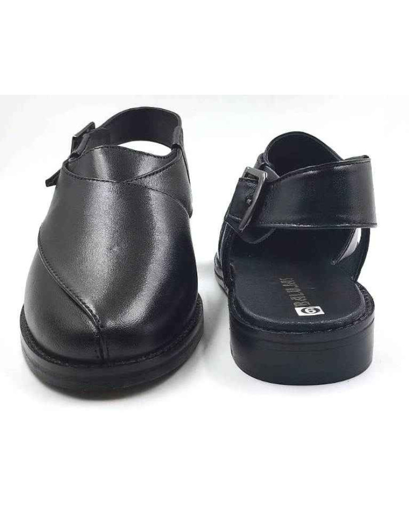 1082 : Balujas Black Leather Peshawari