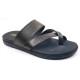 1205: Brown Leather Cross Strap Slippers