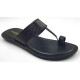 701: Black Leather Toe-Ring Kolhapuri Slippers