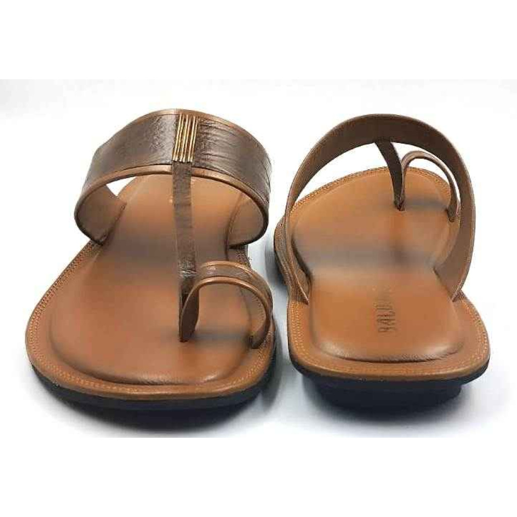 701: Tan Leather Toe-Ring Kolhapuri Slippers 