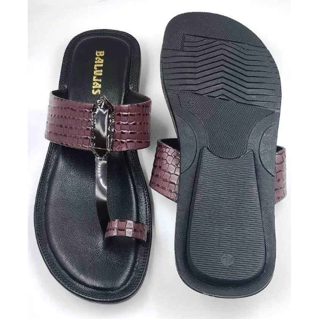 702: Brown Leather Toe-Ring Kolhapuri Slippers