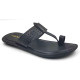 705: Black Leather Toe-Ring Kolhapuri Slippers
