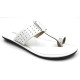 705: White Leather Toe-Ring Kolhapuri Slippers
