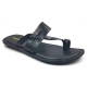 707: Black Leather Toe-Ring Kolhapuri Slippers