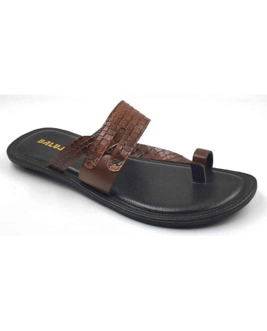 707: Tan Leather Toe-Ring Kolhapuri Slippers