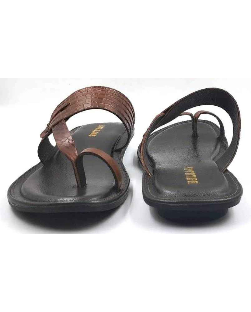 707: Tan Leather Toe-Ring Kolhapuri Slippers
